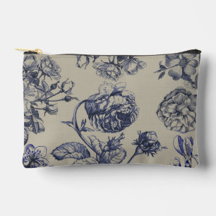 Blauw Vintage Toile Botanisch Bloemmotief Antiek P Etui
