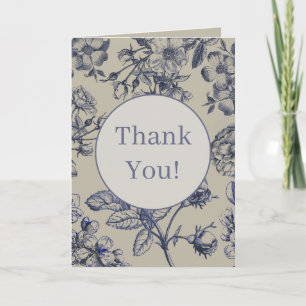 Blauw Vintage Toile Botanisch Bloemmotief Antiek P Kaart