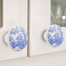 Blauw Vintage Toile de Jouy Frans Landelijk Motief