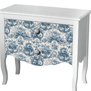 Blauw Vintage Toile de Jouy Naadloos Bloemmotief Tissuepapier