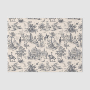 Blauw Vintage Toile De Jouy Tissuepapier