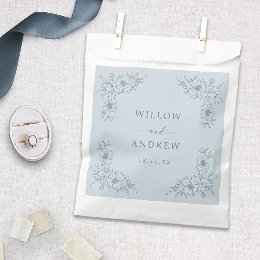 Blauw Vintage Trouw Favor Zakje