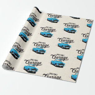 Blauw Vintage Truck Aangepaste Naam Inpakpapier