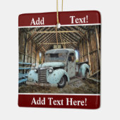 Blauw Vintage Truck Landelijke Schuur Keramische V Keramisch Ornament (Links)