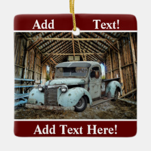 Blauw Vintage Truck Landelijke Schuur Keramische V Keramisch Ornament