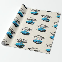Blauw Vintage Truck Met Naam Inpakpapier