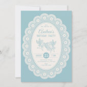 Blauw vintage verjaardag kaart (Voorkant)