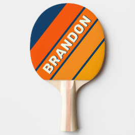 Blauw Vintage Vet Gestreept met Naam Tafeltennisbatje