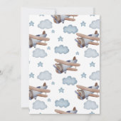 Blauw Vintage Vliegtuig Jongens Baby Shower Kaart (Achterkant)