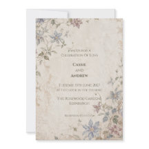 Blauw vintage waterverf bloem bruiloftsinvatie