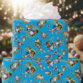 Blauw Vintage Waterverf Paashaas Eieren Bloemstuk  Cadeaupapier