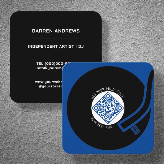 Blauw Vinyl LP | Muziek QR Code Vierkante Visitekaartje