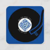 Blauw Vinyl LP | Muziek QR Code Vierkante Visitekaartje (Voorkant)
