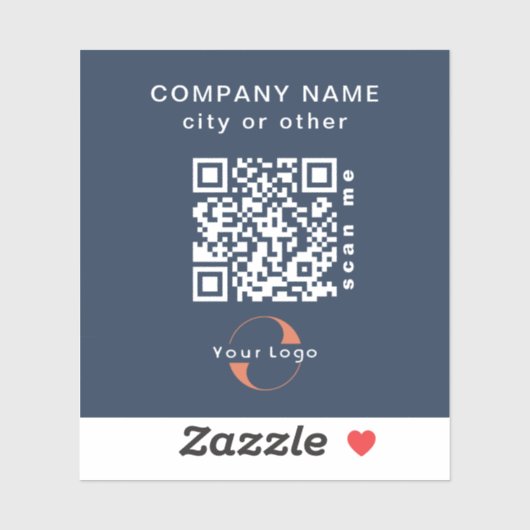 Blauw Vinyl vierkant Zakelijk QR-code Waterfles Sticker (Vel)