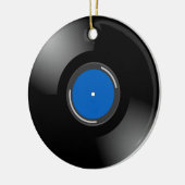 Blauw vinylrecord keramisch ornament (Links)
