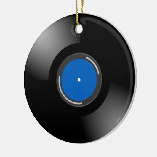 Blauw vinylrecord keramisch ornament (Links)
