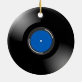 Blauw vinylrecord keramisch ornament (Achterkant)