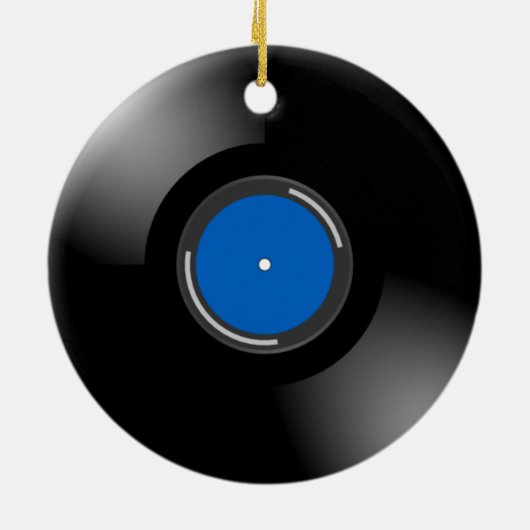 Blauw vinylrecord keramisch ornament (Achterkant)