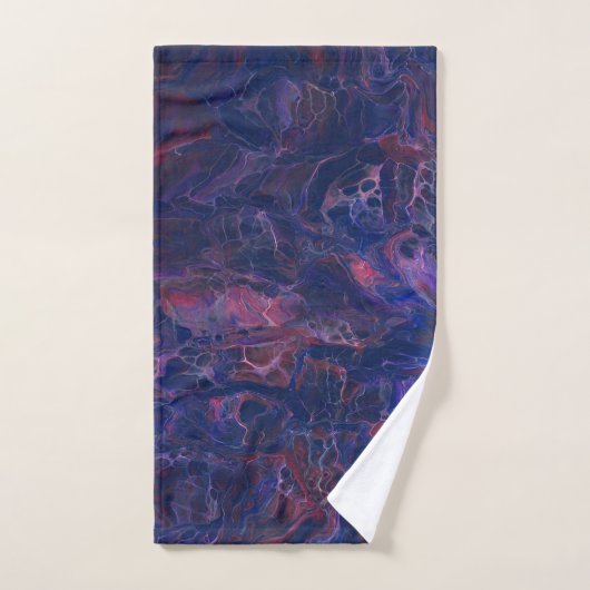 Blauw Violet en koraalrood marmer Acrylabstractie Bad Handdoek (Handdoek)