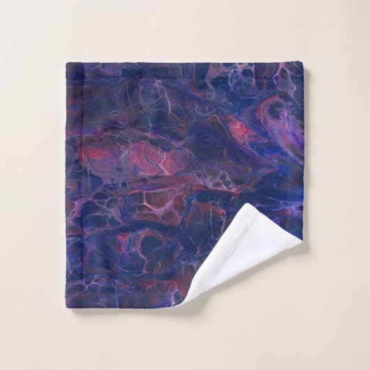 Blauw Violet en koraalrood marmer Acrylabstractie Bad Handdoek (Wasdoekje)