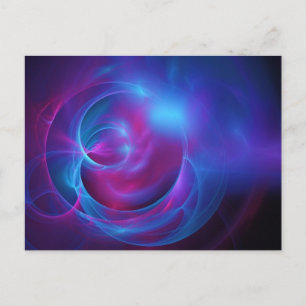 Blauw Violet en roze Cosmic Swirly fractal Briefkaart