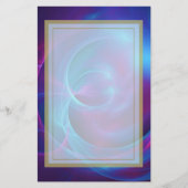 Blauw Violet en roze Cosmic Swirly Fractal Briefpapier (Voorkant)