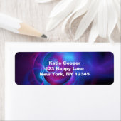 Blauw Violet en roze Cosmic Swirly fractal Etiket (Insitu)