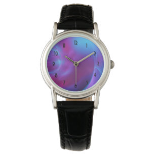 Blauw Violet en roze Cosmic Swirly Fractal Horloge