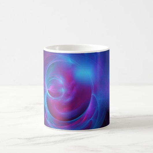 Blauw Violet en roze Cosmic Swirly Fractal Koffiemok (Center)