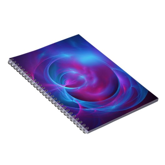 Blauw Violet en roze Cosmic Swirly Fractal Notitieboek (Rechterzijde)