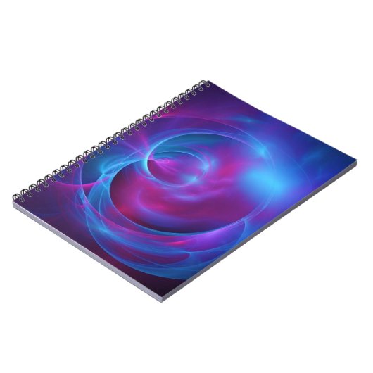 Blauw Violet en roze Cosmic Swirly Fractal Notitieboek (Linkerzijde)