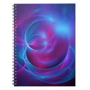 Blauw Violet en roze Cosmic Swirly Fractal Notitieboek