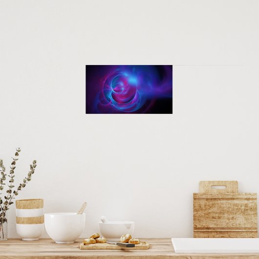 Blauw Violet en roze Cosmic Swirly fractal Poster (Keuken)