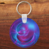 Blauw Violet en roze Cosmic Swirly Fractal Sleutelhanger (Voorkant)