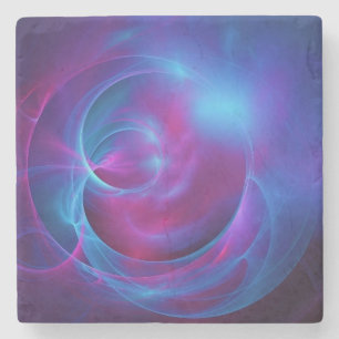 Blauw Violet en roze Cosmic Swirly fractal Stenen Onderzetter