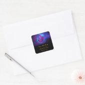 Blauw Violet en roze Cosmic Swirly Fractal Vierkante Sticker (Envelop)