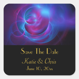 Blauw Violet en roze Cosmic Swirly Fractal Vierkante Sticker