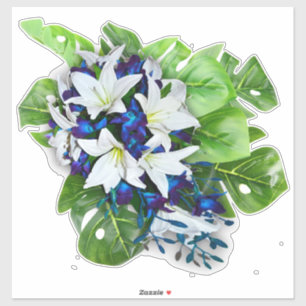 Blauw-, violet- en witte raapbloemen sticker