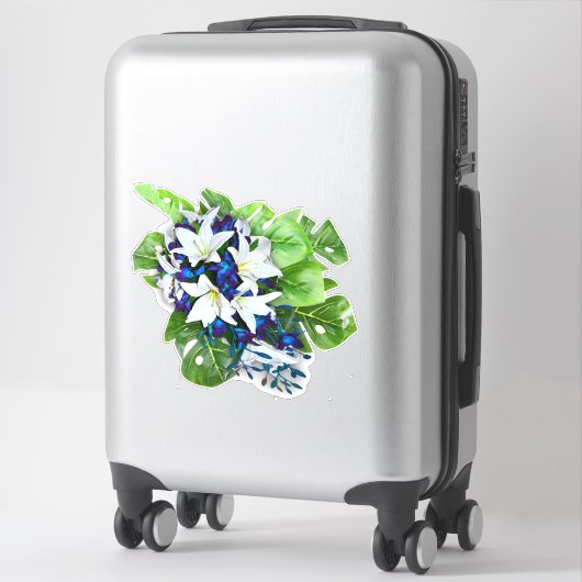 Blauw-, violet- en witte raapbloemen sticker (Koffer)