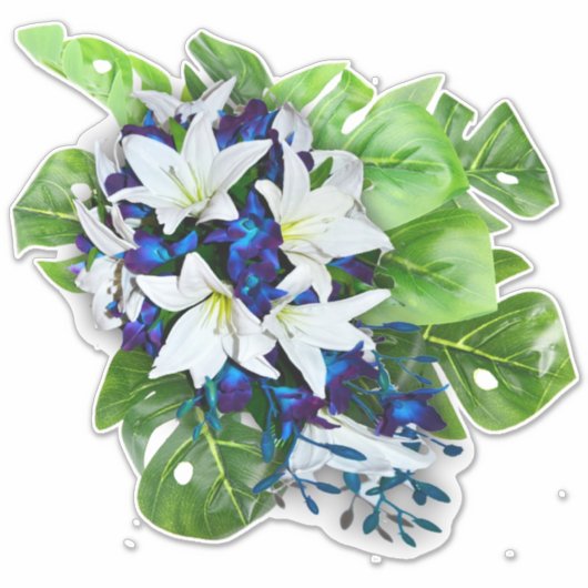 Blauw-, violet- en witte raapbloemen sticker (Voorkant)