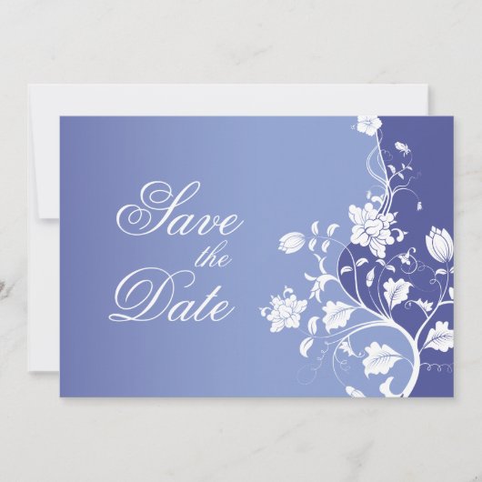 Blauw Violet Floral sla de datum op Save The Date (Voorkant)