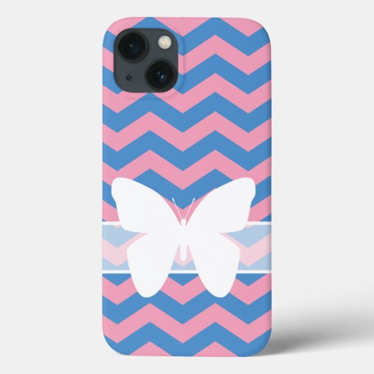 Blauw Violet Frosted Orchid Chevrons met vlinder Case-Mate iPhone Case (Achterkant)