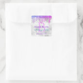 Blauw Violet Glitter Druppels, DIY Naam Monogram T Vierkante Sticker (Tas)
