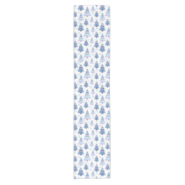 Blauw Violet modern kerstboompatroon Korte Tafelloper