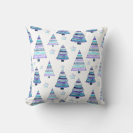 Blauw Violet modern kerstboompatroon Kussen