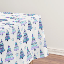 Blauw Violet modern kerstboompatroon Tafelkleed