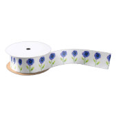 Blauw Violet Pansy Patroon Satijnen Lint (Spoel)