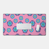Blauw Violet roze bloemmotief Bureaumat (Keyboard & Muis)