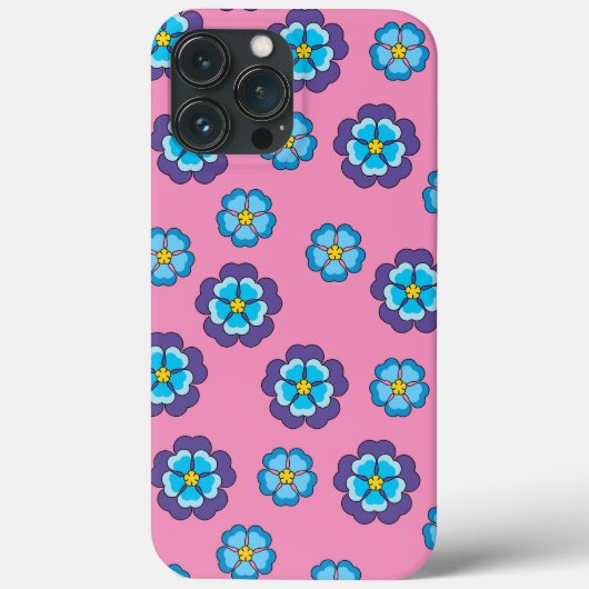 Blauw Violet roze bloemmotief Case-Mate iPhone Case (Achterkant)