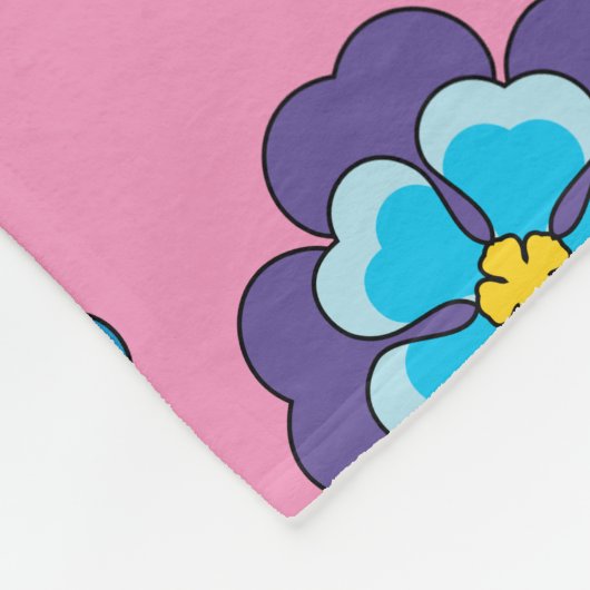 Blauw Violet roze bloemmotief Fleece Deken (Hoek)